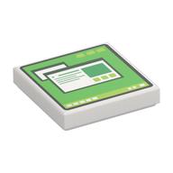 Visuel indicatif Rebrickable de Tuile 2 x 2 avec écran d'ordinateur, écran vert, motif imprimé boutons de vert citron (Tile 2 x 2 with Computer Monitor, Green Screen, Lime Buttons Print)