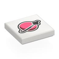 Visuel indicatif Rebrickable de Tuile 2 x 2 avec le logo de l'espace classique moderne, motif imprimé rose/rouge foncé (Tile 2 x 2 with Modern Classic Space Logo, Pink/Dark Red Planet Print)