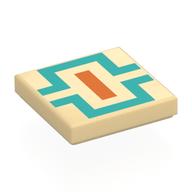 Visuel indicatif Rebrickable de Tuile 2 x 2 avec motif imprimé lignes orange/turquoise foncée (Tile 2 x 2 with Orange/Dark Turquoise Lines Print)
