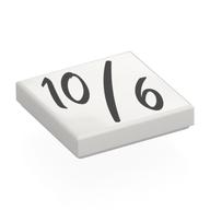 Visuel indicatif Rebrickable de Tuile 2 x 2 avec motif imprimé noir '10 / 6' (Tile 2 x 2 with Black '10 / 6' Print)
