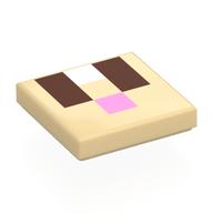 Visuel indicatif Rebrickable de Tuile 2 x 2 avec visage pixelisé, yeux brun rougeâtre, motif imprimé Nez rose vif (Tile 2 x 2 with Pixelated Face, Reddish Brown Eyes, Bright Pink Nose Print)