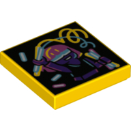 Visuel indicatif Rebrickable de Tuile 2 x 2 avec bâton lumineux danse motif imprimé (Tile 2 x 2 with Glow Stick Dance Print)