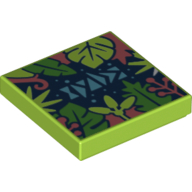Visuel indicatif Rebrickable de Tuile 2 x 2 avec motif imprimé Plantes tropicales (Tile 2 x 2 with Tropical Plants Print)