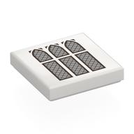 Visuel indicatif Rebrickable de Tuile 2 x 2 avec 3 fenêtres argentées motif imprimé (Tile 2 x 2 with 3 Silver Arched Windows Print)