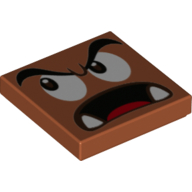Tuile 2 x 2 avec le visage de goomba regardant à droite avec le modèle imprimé ouvert de bouche (Tile 2 x 2 with Goomba Face Looking Right with Open Mouth Print)