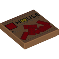 Visuel indicatif Rebrickable de Tuile 2 x 2 avec le logo de la maison LEGO et le motif imprimé briques rouges (Tile 2 x 2 with The Lego House Logo and Red Bricks Print)