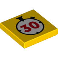 Visuel indicatif Rebrickable de Tuile 2 x 2 avec chronomètre avec motif imprimé '30' (Tile 2 x 2 with Stopwatch with '30' Print)