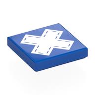 Visuel indicatif Rebrickable de Tuile 2 x 2 avec x blanc, coutures motif imprimé (Tile 2 x 2 with White X, Stitches Print)