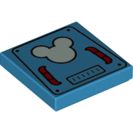 Visuel indicatif Rebrickable de Tuile 2 x 2 avec panneaux métalliques et logo de souris mickey motif imprimé (Tile 2 x 2 with Metal Panels and Mickey Mouse Logo Print)