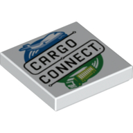 Visuel indicatif Rebrickable de Tuile 2 x 2 avec motif imprimé 'CARGO CONNECT' (Tile 2 x 2 with 'CARGO CONNECT' Print)