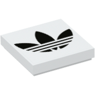 Visuel indicatif Rebrickable de Tuile 2 x 2 avec motif noir adidas Logo imprimé (Tile 2 x 2 with Black adidas Logo Print)