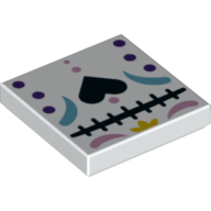 Visuel indicatif Rebrickable de Tuile 2 x 2 avec cœur noir, points violet foncé, rose vif / turquoise foncé (Tile 2 x 2 with Black Heart, Dark Purple Dots, Bright Pink / Dark Turquoise Decoration Print)