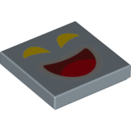 Tuile 2 x 2 avec yeux jaunes, bouche rouge ouverte, motif imprimé riant (Tile 2 x 2 with Yellow Eyes, Open Red Mouth, Laughing Print)