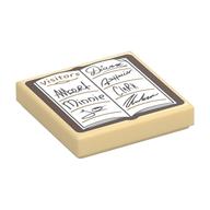 Visuel indicatif Rebrickable de Tuile 2 x 2 avec livre d'or, motif imprimé 'VISITORS' (Tile 2 x 2 with Guest Book, 'VISITORS' Print)