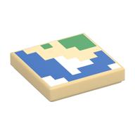 Visuel indicatif Rebrickable de Tuile 2 x 2 avec motif imprimé carte pixelisée (Tile 2 x 2 with Pixelated Map Print)