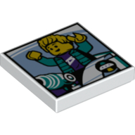 Visuel indicatif Rebrickable de Tuile 2 x 2 avec minifigurine pixelisée avec veste Turquoise foncée (photo de profil) imprimé (Tile 2 x 2 with Pixelated Minifigure with Dark Turquoise Jacket (Ride Photo) Print)