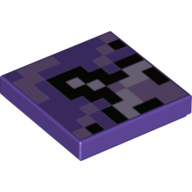 Visuel indicatif Rebrickable de Tuile 2 x 2 avec motif imprimé noir pixélisé, lavande et carrés lavande moyen (Tile 2 x 2 with Pixelated Black, Lavender, and Medium Lavender Squares Print)