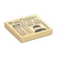 Visuel indicatif Rebrickable de Tuile 2 x 2 avec journal, 'Daily Prophet', 'The boy who lies' imprimé (Tile 2 x 2 with Newspaper, 'Daily Prophet', 'The boy who lies' Print)