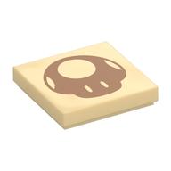 Tuile 2 x 2 avec motif imprimé Nougat Super Champignon (Tile 2 x 2 with Medium Nougat Super Mushroom Print)