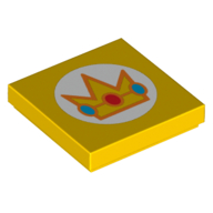 Visuel indicatif Rebrickable de Tuile 2 x 2 avec motif imprimé Couronne Jaune (Tile 2 x 2 with Yellow Crown Print)