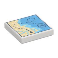 Visuel indicatif Rebrickable de Tuile 2 x 2 avec carte de la ville / océan avec motif imprimé Route (Tile 2 x 2 with Map of City/Ocean with Route Print)