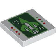 Visuel indicatif Rebrickable de Tuile 2 x 2 avec grand écran affichant le modèle imprimé de vaisseau spatial (Tile 2 x 2 with Large Display Screen Showing Spaceship Print)