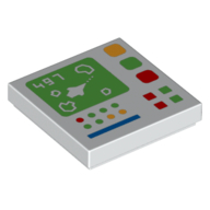 Visuel indicatif Rebrickable de Tuile 2 x 2 avec panneau de contrôle Spatial moyen, motif imprimé astéroïdes (Tile 2 x 2 with Control Panel Medium Screen Spaceship, Asteroids Print)