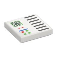 Tuile 2 x 2 avec boutons du panneau de contrôle, motif imprimé lignes noires (Tile 2 x 2 with Control Panel Buttons, Black Lines Print)