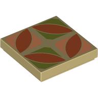 Visuel indicatif Rebrickable de Tuile 2 x 2 avec motif imprimé orange foncé, vert olive et sol nougat tuile (Tile 2 x 2 with Dark Orange, Olive Green, and Nougat Floor Tile Print)