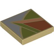 Visuel indicatif Rebrickable de Tuile 2 x 2 avec motif imprimé orange foncé, vert olive, nougat et bleu sable tuile (Tile 2 x 2 with Dark Orange, Olive Green, Nougat, and Sand Blue Floor Tile Print)
