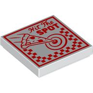 Visuel indicatif Rebrickable de Tuile 2 x 2 avec rouge Pizza Box, motif imprimé 'Hit The SPOT' (Tile 2 x 2 with Red Pizza Box, 'Hit The SPOT' Print)