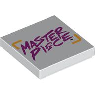 Visuel indicatif Rebrickable de Tuile 2 x 2 avec motif imprimé Magenta 'MASTER PIECE' (Tile 2 x 2 with Magenta 'MASTER PIECE' Print)