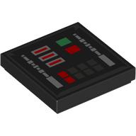 Visuel indicatif Rebrickable de Tuile 2 x 2 avec Boutons Rouge/Vert, Panneau de contrôle imprimé (Tile 2 x 2 with Red/Green Buttons, Control Panel Print)