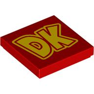Visuel indicatif Rebrickable de Tuile 2 x 2 avec motif imprimé jaune 'DK' (Tile 2 x 2 with Yellow 'DK' Print)