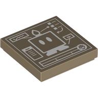 Visuel indicatif Rebrickable de Tuile 2 x 2 avec plan, motif imprimé bob-omb schématique (Tile 2 x 2 with BluePrint, Schematic Bob-omb Print)