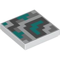 Visuel indicatif Rebrickable de Tuile 2 x 2 avec motif imprimé turquoise foncé, gris bleuté clair (Tile 2 x 2 with Dark Turquoise, Dark, Light Bluish Grey Pixelated Shapes Print)