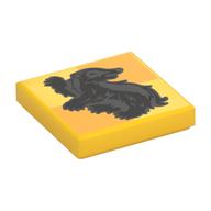 Visuel indicatif Rebrickable de Tuile 2 x 2 avec blaireau brun, motif imprimé emblème Poufsouffle (Tile 2 x 2 with Brown Badger, Hufflepuff Crest Print)