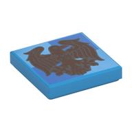 Visuel indicatif Rebrickable de Tuile 2 x 2 avec corbeau de cuivre, emblème Serdaigle motif imprimé (Tile 2 x 2 with Copper Raven, Ravenclaw Crest Print)