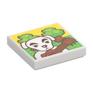 Visuel indicatif Rebrickable de Tuile 2 x 2 avec le chien blanc, guitare, motif imprimé des arbres (Tile 2 x 2 with White Dog, Guitar, Trees Print)