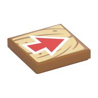 Visuel indicatif Rebrickable de Tuile 2 x 2 avec flèche rouge sur feu bois motif imprimé (Tile 2 x 2 with Red Arrow on Tan Wood Print)