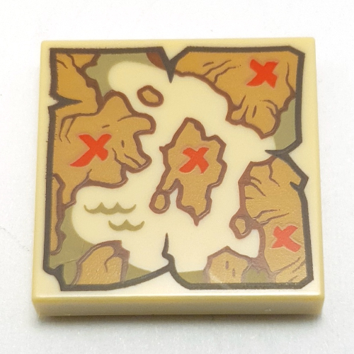 Visuel indicatif Rebrickable de Tuile 2 x 2 avec carte de nougat, Croix-Rouge (armes d'or) motif imprimé (Tile 2 x 2 with Nougat Map, Red Crosses (Golden Weapons) Print)