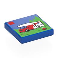 Visuel indicatif Rebrickable de Tuile 2 x 2 avec ensemble LEGO, modèle imprimé camping-car (Tile 2 x 2 with LEGO Set, Camper Print)
