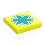 Visuel indicatif Rebrickable de Tuile 2 x 2 avec motif imprimé étoile de vie blanc et turquoise foncé (Tile 2 x 2 with White and Dark Turquoise Star of Life Print)