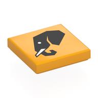 Visuel indicatif Rebrickable de Tuile 2 x 2 avec motif imprimé tête d'éléphant noir (Tile 2 x 2 with Black Elephant Head Print)