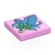 Visuel indicatif Rebrickable de Tuile 2 x 2 avec motif imprimé Singe volant noir/vert (Tile 2 x 2 with Dark Azure/Green Flying Monkey Print)