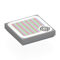 Tuile 2 x 2 avec motif imprimé thwomp et code-barres (autocollant) (Tile 2 x 2 with Thwomp and Barcode Print (Sticker))