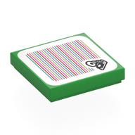 Visuel indicatif Rebrickable de Tuile 2 x 2 avec gramophone, code à barres motif imprimé (autocollant) (Tile 2 x 2 with Gramophone, Barcode Print (Sticker))