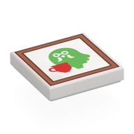 Visuel indicatif Rebrickable de Tuile 2 x 2 avec peinture, vert fantôme, rouge tasse motif imprimé (Tile 2 x 2 with Painting, Green Ghost, Red Mug Print)