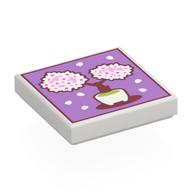 Visuel indicatif Rebrickable de Tuile 2 x 2 avec peinture, Bonsaï blanc en tasse, motif imprimé fond lavande (Tile 2 x 2 with Painting, White Bonsai Tree in Cup, Lavender Background Print)