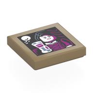 Visuel indicatif Rebrickable de Tuile 2 x 2 avec Vampire, longs cheveux noirs, robe violet foncé, coupe, motif imprimé lune (Tile 2 x 2 with Vampire, Long Black Hair, Dark Purple Dress, Goblet, Moon Print)